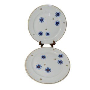 Echt Weimar Kobalt Porcelain Petra 7192 57 Set Of 2 Plates 9.5" Blue Gold